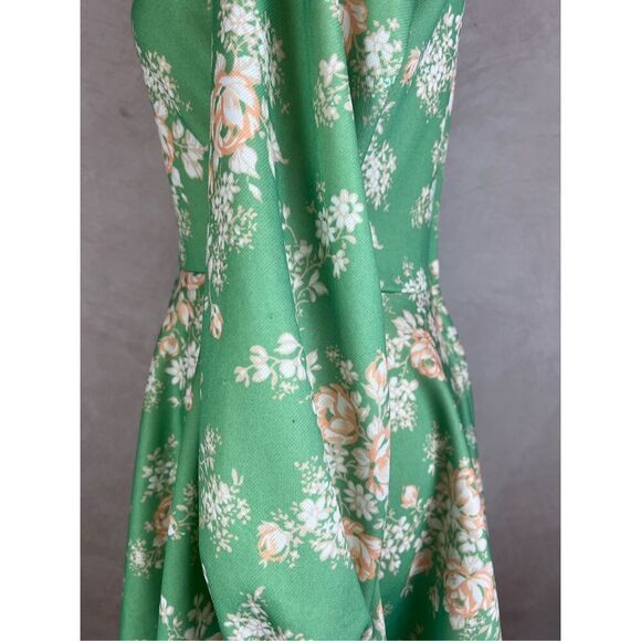Vintage 1970s Mod Green Floral Dress - Picture 4 of 7